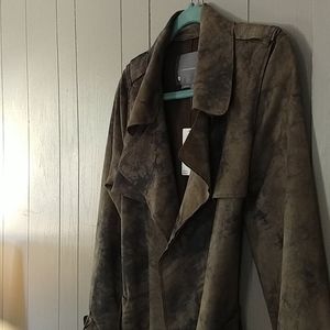 NWT Anthro tie-dye suede duster trench coat